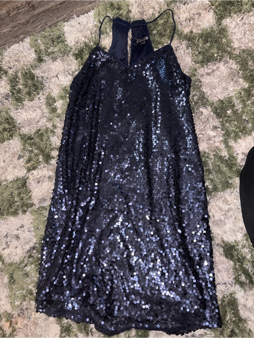 Express Navy Blue Sequin Mini Dress
